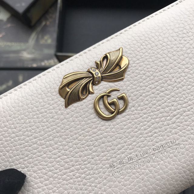 Gucci包 古馳錢包 524291黑皮拼粉皮 蝴蝶結 Gucci拉鏈女錢包  gudj1051